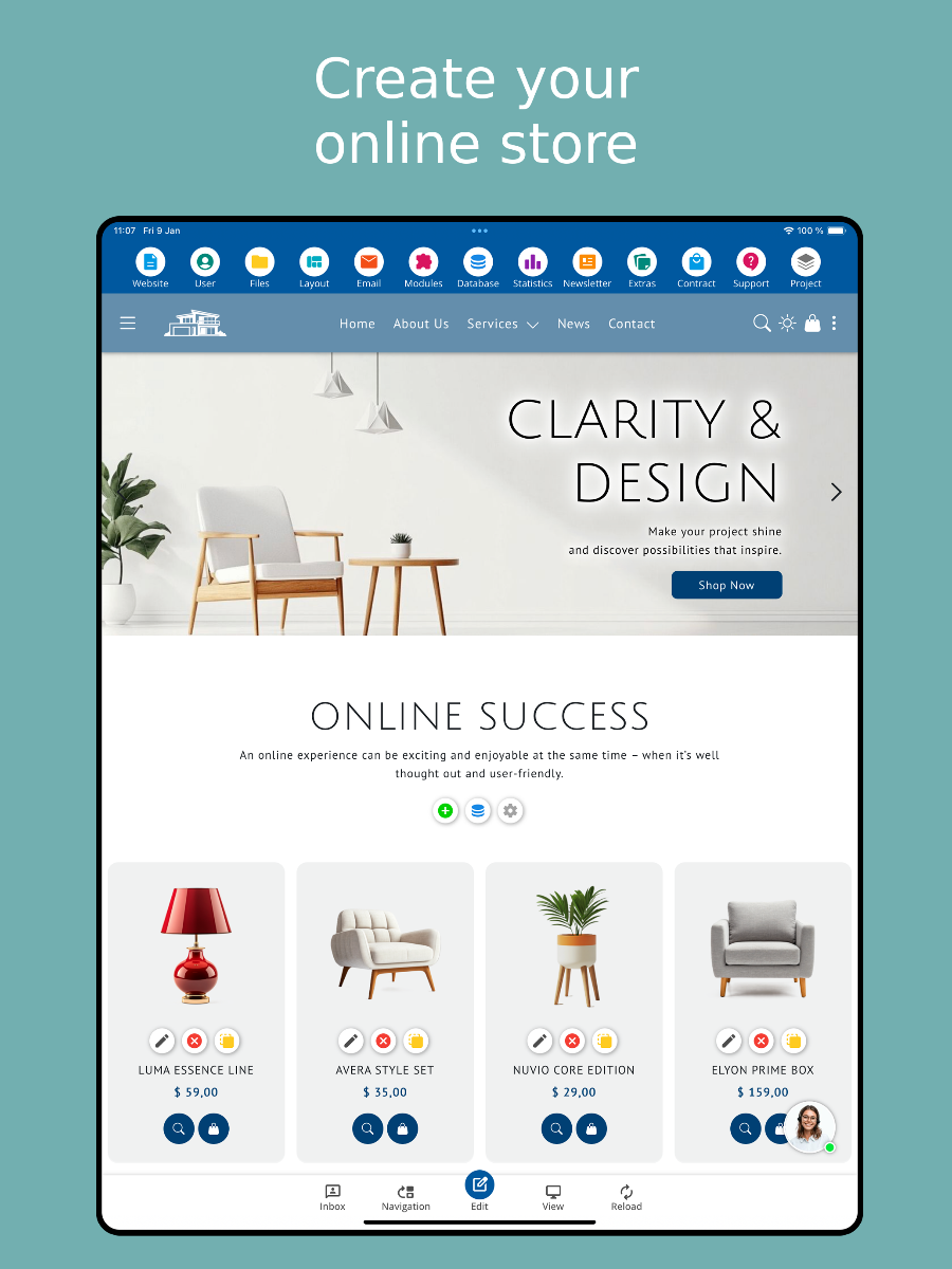 Create an online shop – Tablet screenshot
